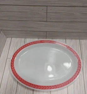 Pyrex Corning Decor 12.5” Oval Serving Platter Red Laurel Leaf 799-32 - Picture 1 of 3