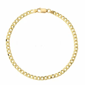 18K Gold Bracelet for Men • 18K Grumetta flat chain Bracelet • Made in Italy - Picture 1 of 6