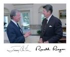 PRESIDENT RONALD REAGAN AND JIMMY CARTER IN THE OVAL OFFICE 1981 8X10 PHOTO