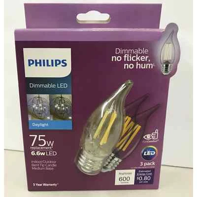 Philips 75W Equivalente Luz de Día BA11 Mediana Regulable Bombilla LED (Paquete de 3) Foto 1 de 2