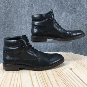 Kenneth Cole Reaction Boots Mens 9 Stop Drop n Roll Ankle Lace Up Black Leather - Picture 1 of 17