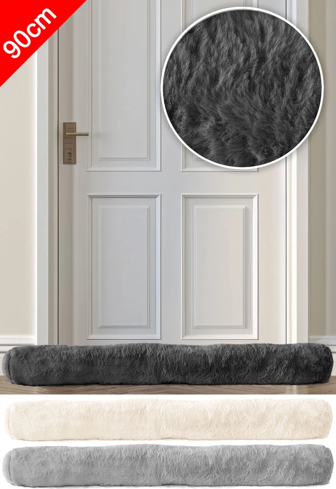 Zugluftstopper für Fenster und Türen Türwindstopper Fell Windstopper 90x15cm - Bild 1 von 1