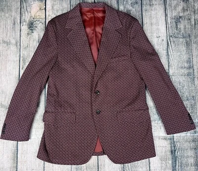 Vintage Blazer Red Black Geometric Pattern Boston 70s VTG College Town Party - Image 1 of 4