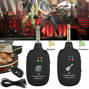 UHF Guitar Wireless System Transmitter+Receiver Built In Rechargeable Battery