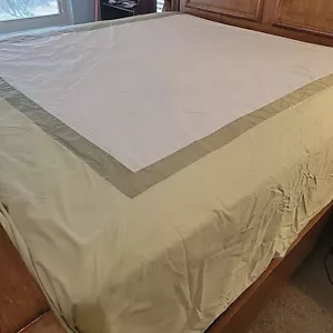 5pc Set Restoration Hardware KING White Sage Olive Green Hotel 1 Duvet 4 Shams - Picture 1 of 12
