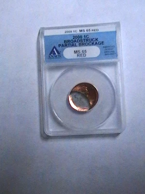 2000-P 1c. Brodstruck Lincoln Memorial Cent Major Broad Strike ANACS MS-64 Red - Image 1 of 4