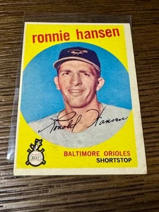 1959 Topps #444 Ronnie Hansen Rookie RC - EX - Free Shipping - Picture 1 of 2