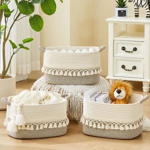 Storage Bins Woven Baskets for Storage Set of 3, Cotton Rope Basket with Hand... - Bild 1 von 7