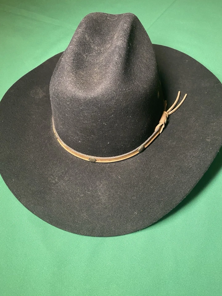 Sombrero de Vaquero Rodeo King 3XXX Mezcla Lana Negro Talla 7 1/4 Janett’s Bandera Texas Foto 1 de 4
