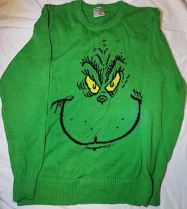 Dr. Seuss Grinch Sweater Size M & Two Cloth Earrings - Picture 1 of 5