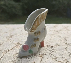 Vintage Mini Boot Figurine Porcelain Shoe Made in Japan - Picture 1 of 9