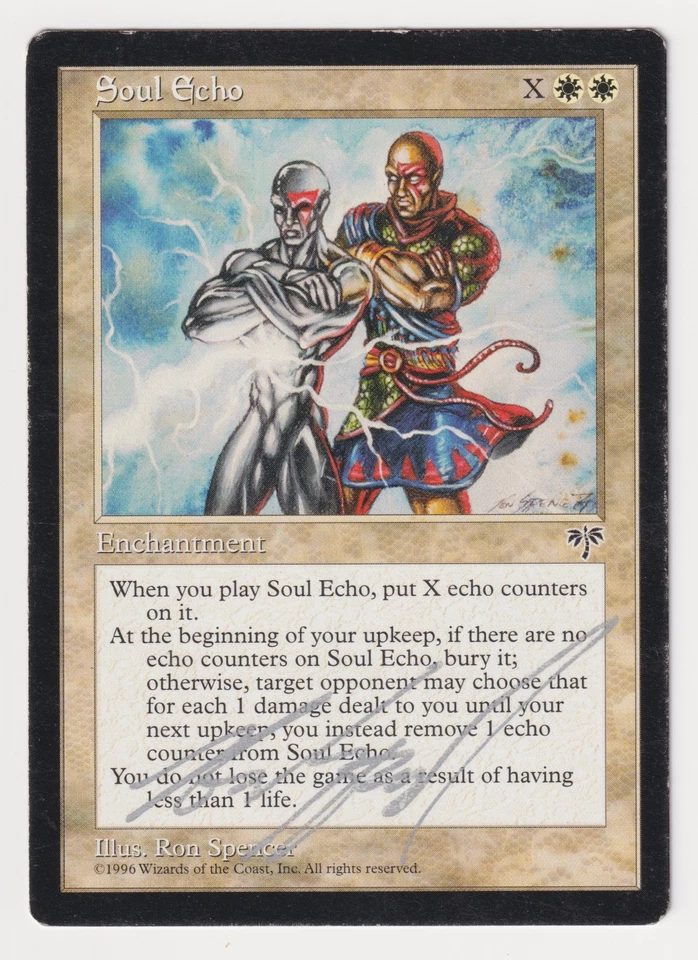 Silver Signed Soul Echo HP Mirage Artist Ron Spencer 1996 MTG Reserved List Rare - Image 1 of 2