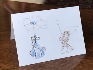 C6 card cat/stork/baby/birth/drone #PeterBrighouseIllustrator #delivery - Picture 1 of 8