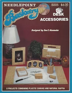 Needlepoint Basketry ~ Desk Accessories Plastic Canvas & Raffia Leaflet - Picture 1 of 1