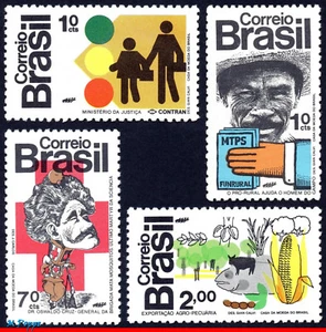1268-71 BRAZIL 1972 PRO RURAL, MAN & LAND, OSWALDO CRUZ JUSTICE, MI# 1352-55 MNH - Picture 1 of 3