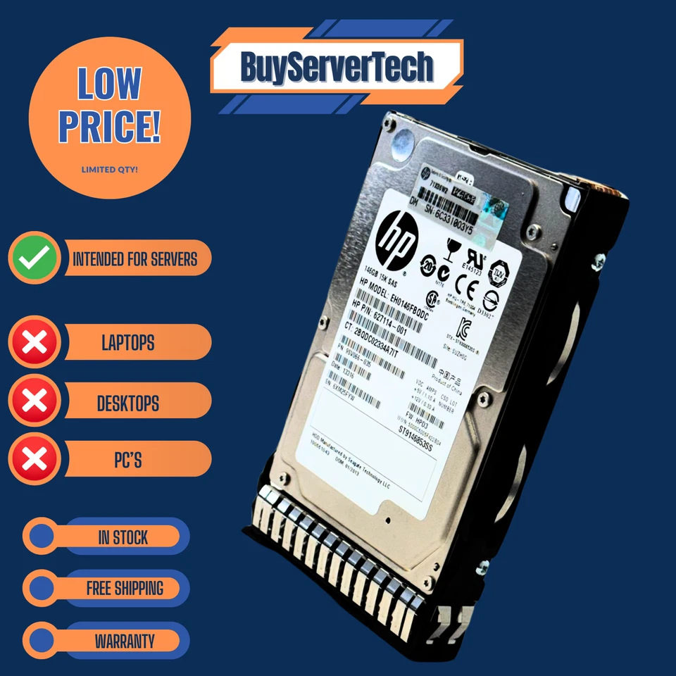 HP 652605-B21 146GB 15K SAS 6Gbps 2.5" HDD G8 G9 Enterprise 653950-001 | 0HRS - Image 1 of 4
