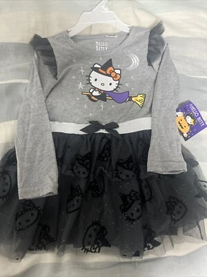 Hello Kitty Halloween Little Girls Black Tutu Dress Long Sleeve Size 3T NEW - Image 1 of 4