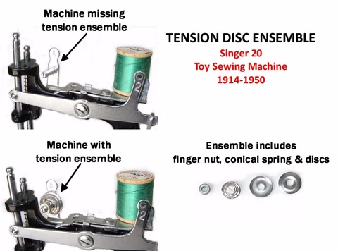 Singer 20 Toy Sewing Machine Parts TENSION SPRING DISC ENSEMBLE Cover