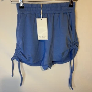 Michelle Keegan Womens Blue Lounge Shorts Elastic Waist Size 8 New Ruched - Picture 1 of 3