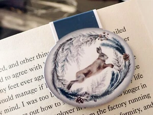 Winter Hare Magnetic Bookmark Book Lover Bookish Art Reader Gift Bookclub - Picture 1 of 3