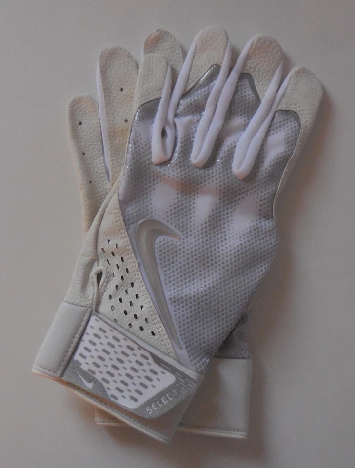 Nike Alpha Select Batting Gloves Men's Large White/Metallic Silver