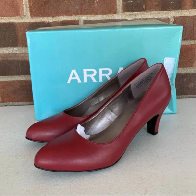 Array XWOI vinho couro vermelho dedo apontado slip on bombas femininas EUA 8,5 N NOVO - Imagem 1 de 4