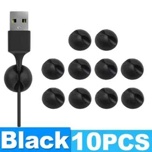 10x Cable Wire Clips Tidy Cord Lead Organiser USB Charger Holder Adhesive - Picture 1 of 10
