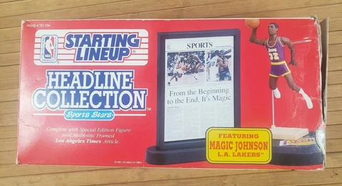 1992 MAGIC JOHNSON Los Angeles L.A. Lakers Headline Starting Lineup *box wear * Cover