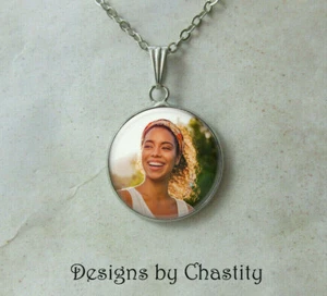 Custom Photo Necklace Platinum Glass Art Personalized Customized Pendant Charm - Picture 1 of 1