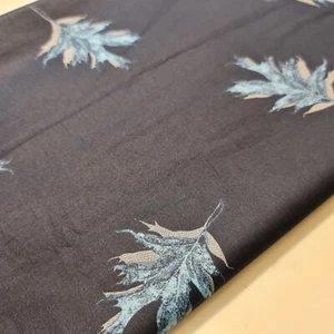 Black Leaf Cotton Sateen Fabric Costume Craft Dress Quilting Material 58" Meter - Picture 1 of 2