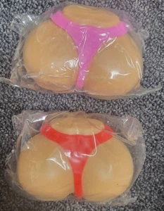 2 PACK Butt Stress Ball with Thong Bikini PINK/RED 3X4inch Liquid Filled - Picture 1 of 4