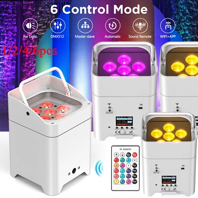 108W RGBWA+UV Wireless Par Light Rechargeable Battery DMX Stage Party DJ Lights - Image 1 of 4