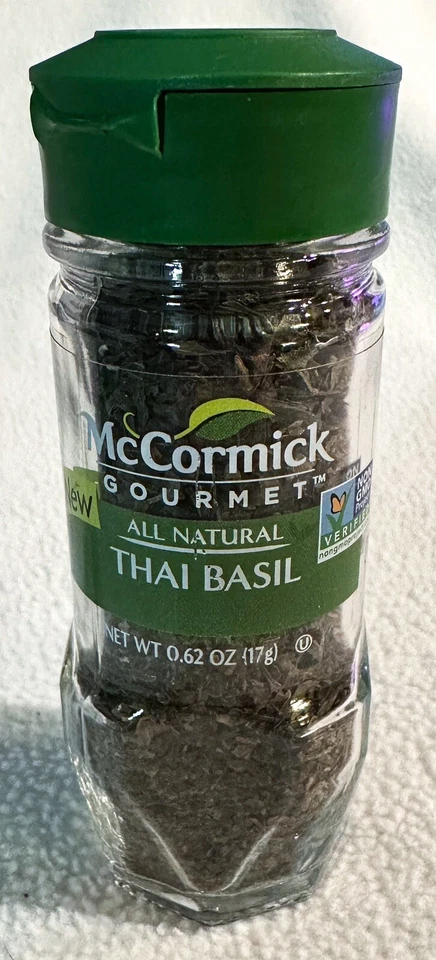 McCormick Gourmet THAI BASIL New SEALED Spice Glass Jar 0.62 Oz. BB July 2023 - Image 1 of 4