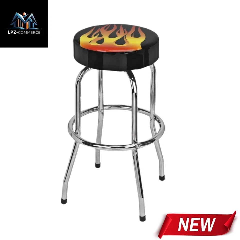 NEW Shop Stool with Flame Design-PITTSBURGH AUTOMOTIVE -- FREE SHIPPING - Image 1 of 3