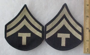 Original Pair of WW2 Vintage US ARMY Tech-5 Specialist STRIPES PATCHES No Glow - Picture 1 of 2