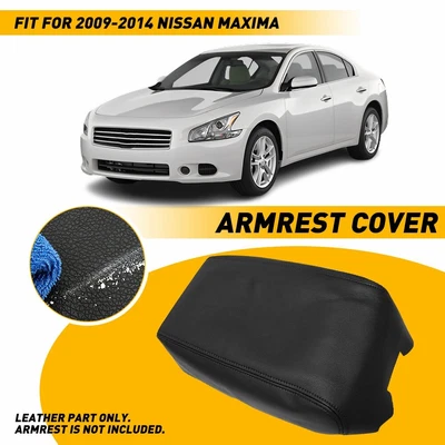 Fits 2009-2014 Nissan Maxima Leather Center Console Lid Armrest Cover Skin Black Foto 1 de 4