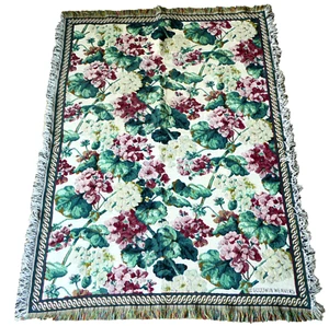 Goodwin Weavers Woven Tapestry Throw Blanket Geranium Flower Garden Country - Picture 1 of 8