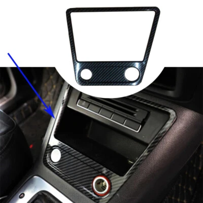 Caja de almacenamiento de consola de fibra de carbono marco embellecedor para auto Volkswagen Tiguan 2010-2016 Foto 1 de 4