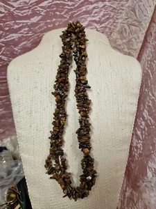 Collana 3 Fili  in Pietra Dura Naturale Marrone Cm. 53   vintage (V3) ^ - Picture 1 of 7