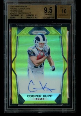 2017 Panini Prizm Cooper Kupp /10 Prizms Gold Rookie BGS 9.5 Auto 10 RC LA Rams - Image 1 of 2