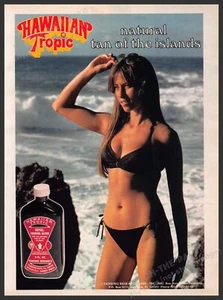 Anuncio estampado Hawaiian Tropic años 80 1981 bikini niña "bronceado de las islas" - Imagen 1 de 1
