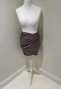 REISS SKIRT With Gold Wrap Belt Size XS. Brand New Without Tags. Mushroom Brown - Picture 1 of 7