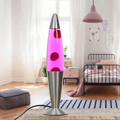Lampada Lava Rosa Design Alta 42Cm Retro Tavolo Illuminazione Soggiorno JENNY - Immagine 1 di 4