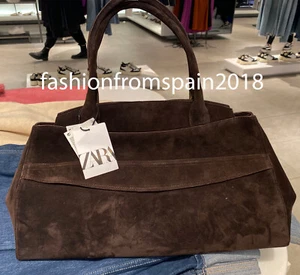 ZARA NEW WOMAN SPLIT SUEDE SHOULDER BAG CHOCOLATE BROWN 6045/410 6046/410 - Picture 1 of 4