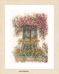 Juego de punto de cruz Lanarte "Ventana decorada con flores", patrón de conteo - Imagen 1 de 1