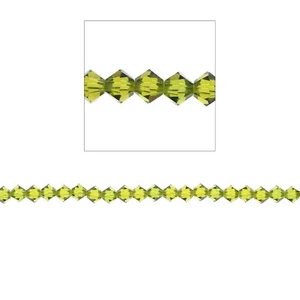 4 mm Doppelkegel Kristall Perlen, Olivin, 100 Stück, lose Perlen, hergestellt mit Swarovski - Bild 1 von 1