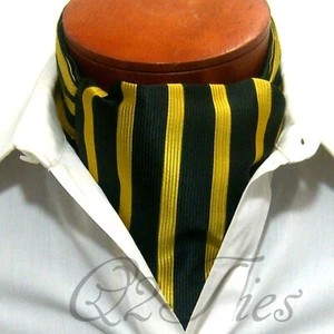 PARA HOMBRE Rayas Negro Amarillo Nudo Estilo Informal Ascot Corbata Formal Boda - Imagen 1 de 1