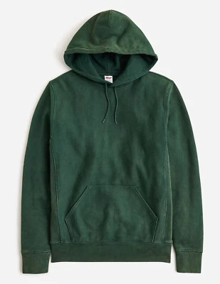 Sudadera con capucha polar verde bosque tejido inverso J Crew Heritage 14 oz nueva con etiquetas (tallas altas) Foto 1 de 2