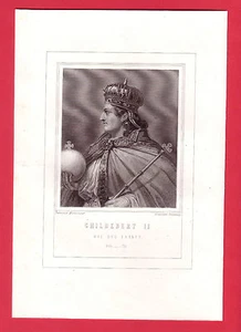 CHILDEBERT II  Roi des Francs gravure ancienne XIXe siècle/B2 - Picture 1 of 1