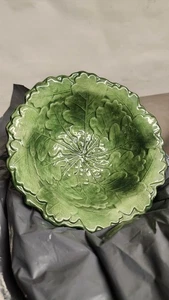Vietri (Italien) Foglia Eichenblatt 7" Salatschüssel, handbemalt 1994 7026/18 Vintage - Bild 1 von 4